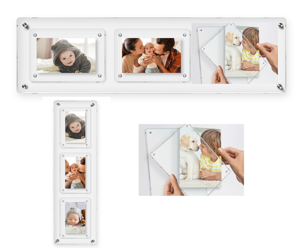 Vertical or Horizontal 4x6, 5x7, 6x8 or 8x10 Collage Picture Frame with Easy Change Magnets