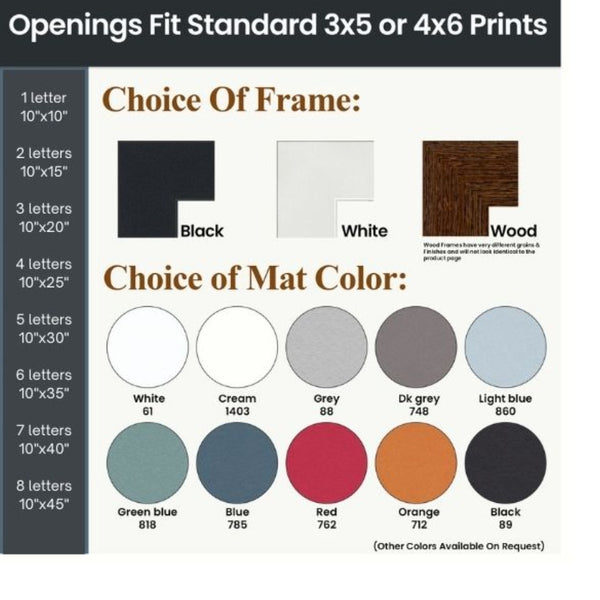 Personalized Picture Frame - Custom Picture Artwork Of Word, Name, Letter Photo Collage Of Your Choice
