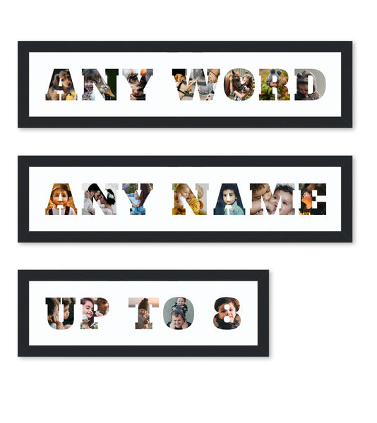 Personalized Picture Frame - Custom Picture Artwork Of Word, Name, Letter Photo Collage Of Your Choice