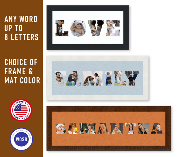 Personalized Picture Frame - Custom Picture Artwork Of Word, Name, Letter Photo Collage Of Your Choice